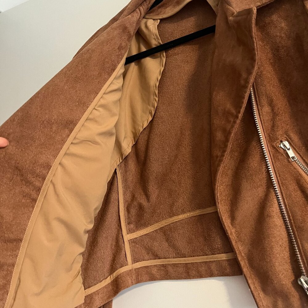 Lulus Suede with Love Tan Moto Jacket | Size M - Picture 8 of 10